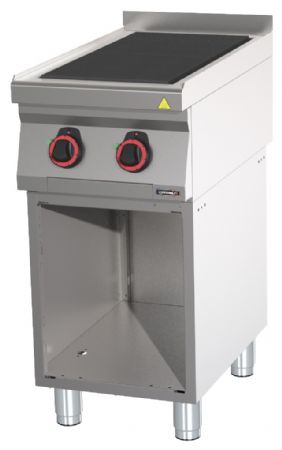 Fourneau profondeur 700 électrique 2 plaques coup de feu avec soubassement 40 Triphasé - Casselin - C7FOE2P40S