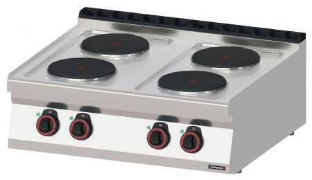 Fourneau profondeur 700 électrique à poser 4 feux 80 Triphasé - Casselin - C7FOE4F80