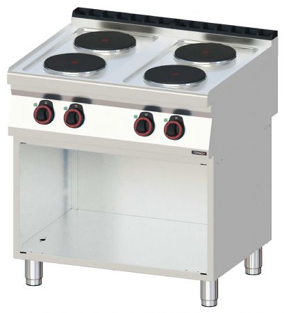Fourneau profondeur 700 électrique 4 feux avec soubassement 80 Triphasé - Casselin - C7FOE4F80S