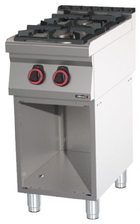 Fourneau profondeur 700 gaz 2 feux avec soubassement 40 9,5 kW - Casselin - C7FOG2F40S