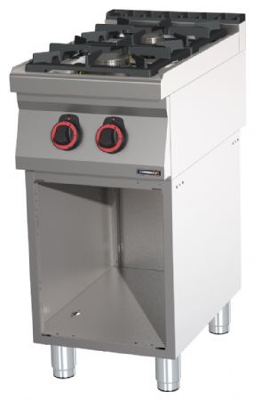 Fourneau profondeur 700 gaz 2 feux avec soubassement HP 40 11 kW - Casselin - C7FOG2FHP40S