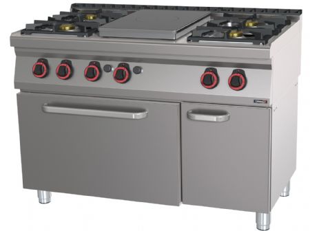 Fourneau profondeur 700 gaz 4 feux + 1 plaque coup de feu four à gaz GN 1/1 120 - Casselin - C7FOG4F1PFG120 Fourneau profondeur 700 gaz 4 feux + 1 plaque coup de feu four à gaz GN 1/1 120 - Casselin - C7FOG4F1PFG120