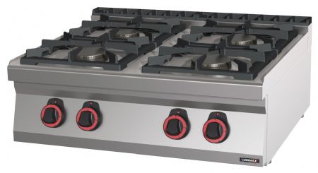 Fourneau profondeur 700 gaz à poser 4 feux 80 avec puissance 1 x 3 500 W + 3 x 6 000 W - Casselin - C7FOG4F80