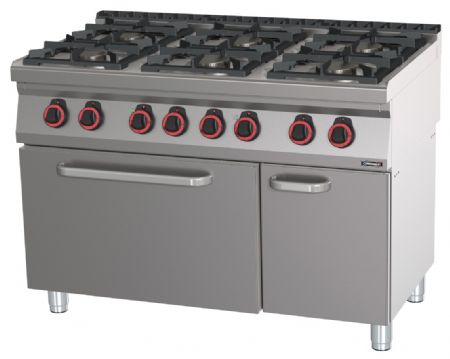 Fourneau profondeur 700 gaz 6 feux avec four électrique statique GN 2/1 120 Triphasé - Casselin - C7FOG6FFS120 Fourneau profondeur 700 gaz 6 feux avec four électrique statique GN 2/1 120 Triphasé - Casselin - C7FOG6FFS120