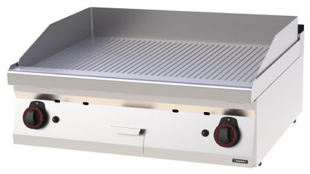 Plaque à snacker pro profondeur 700 Chrome Rainurée Gaz 80 14 kW - Casselin - C7PASCRG80