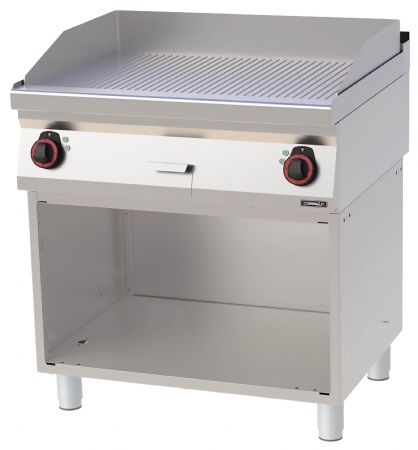 Plaque à snacker pro profondeur 700 Fonte Rainurée avec soubassement 80 Triphasé 9 kW - Casselin - C7PASFR80S