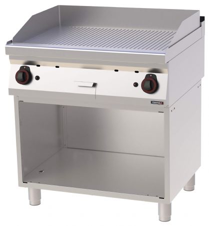Plaque à snacker pro profondeur 700 Fonte Rainurée avec soubassement Gaz 80 14 kW - Casselin - C7PASFRG80S
