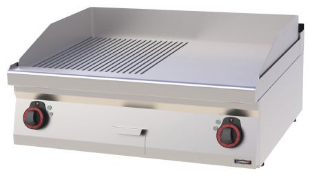 Plaque à snacker pro profondeur 700 Fonte Rainurée Lisse 80 Triphasé 9 kW - Casselin - C7PASFRL80