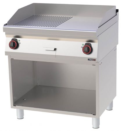 Plaque à snacker pro profondeur 700 Fonte Rainurée Lisse avec soubassement 80 Triphasé 9 kW - Casselin - C7PASFRL80S