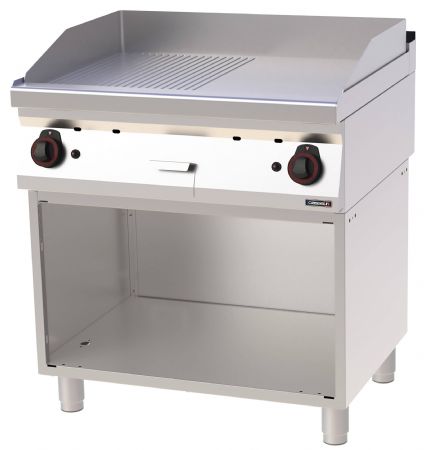 Plaque à snacker pro profondeur 700 Fonte Rainurée Lisse avec soubassement Gaz 80 - Casselin - C7PASFRLG80S
