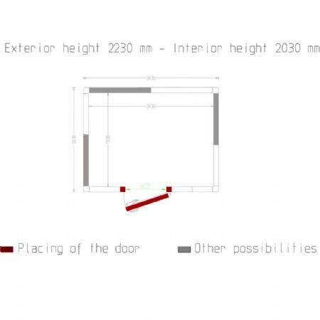 Chambre ISO 100 Dimensions internes 2430 x 1830 xh 2030 mm - volume 9,03 m