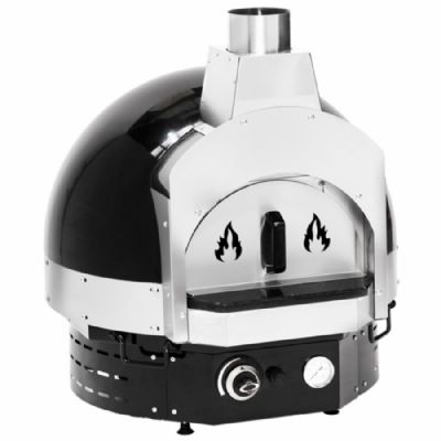 Four � pizza gaz noir 1 porte ouverture m�canique - pour 2 pizzas diam�tre 300 mm