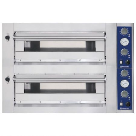 Four à pizzas professionnel électrique pour 4+4 pizzas ø 35 cm, contrôle mécanique Triphasé - Virtus - CAB0121