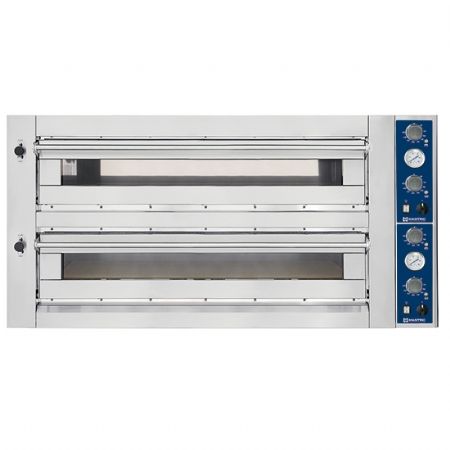 Four à pizzas professionnel électrique pour 6+6 pizzas ø 35 cm, contrôle mécanique Triphasé - Virtus - CAB0125