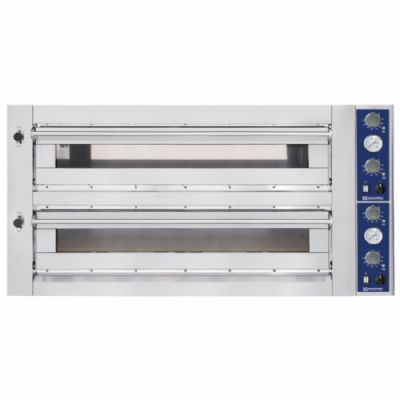 Four à pizza électrique 2 chambres commandes manuelles avec 9+9 pizzas diamètre 35 cm Four à pizza électrique 2 chambres commandes manuelles avec 9+9 pizzas diamètre 35 cm