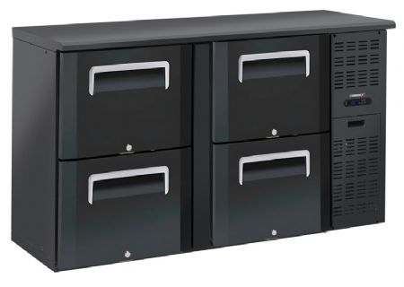 Arrire de bar rfrigr professionnel noir avec 2 x 2 tiroirs 242 litres
