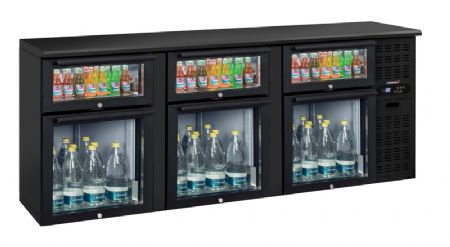 Arrire bar rfrigr professionnel 3 x 2 tiroirs mixtes vitrs 485 litres