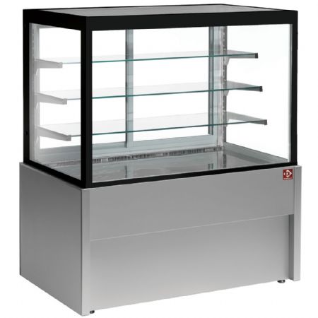 Armoire réfrigérée chauffante panoramique 4 niveaux grise 3 étagères verre trempé 1000x780x1380 mm - Diamond - CB10HT-G5-P