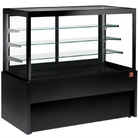 Comptoir vitrine panoramique professionnel noir sans réserve 4 niveaux - Diamond - CB10NN-B9-P