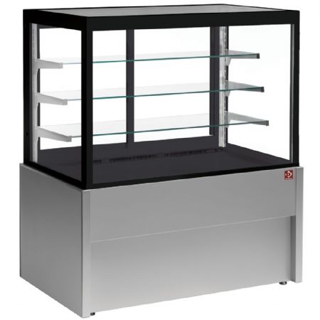 Armoire réfrigérée Comptoir vitrine panoramique ventilée 4 niveaux sans réserve - Grise 3 étagères en verre trempé 1200x780x1380 mm - Diamond - CB12V-G5/P2