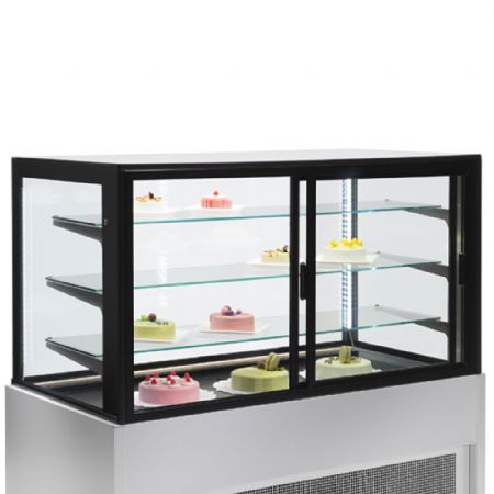 Comptoir vitrine panoramique 4 niveaux sans rserve - GRIS - 1500 x 780 x 1380 mm