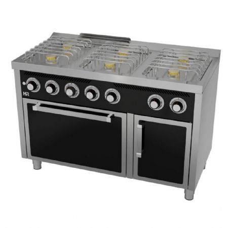 Fourneau gaz 6 brûleurs 34,5 kW profondeur 600 mm - Hr Fainca - CB6F600H