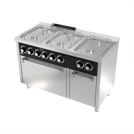 Fourneau  gaz professionnel sur four lectrique gn 1/1 avec 6 brleurs 5,5 kW - 1200x600x880 mm