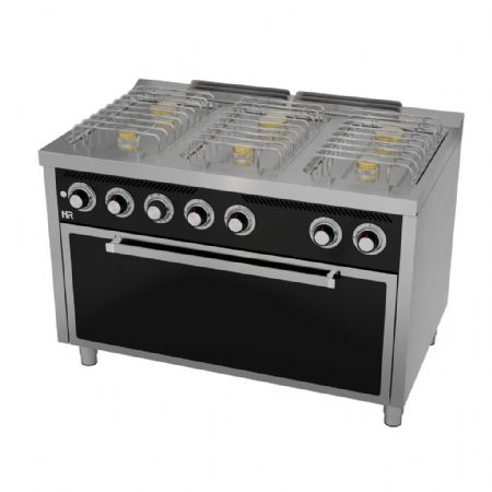 Fourneau profondeur 700 Gaz 6 brûleurs 50 kW à poser - Hr Fainca - CB6F750HM