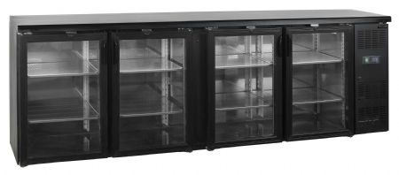Arrière bar positif 4 portes vitrées noir 605 L +2 à +10 °C - Tefcold - CBC410G