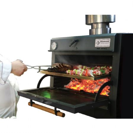 Four BBQ Au Charbon GN 1/1 60 Kg/h avec porte vitrée basculante - Diamond Promo - CBQ-060/BK