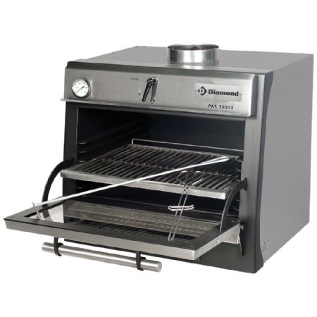 Four BBQ Au Charbon GN 1/1 60 kg/h Inox Porte relevable - Diamond - CBQ-060/SS Four BBQ Au Charbon GN 1/1 60 kg/h Inox Porte relevable - Diamond - CBQ-060/SS