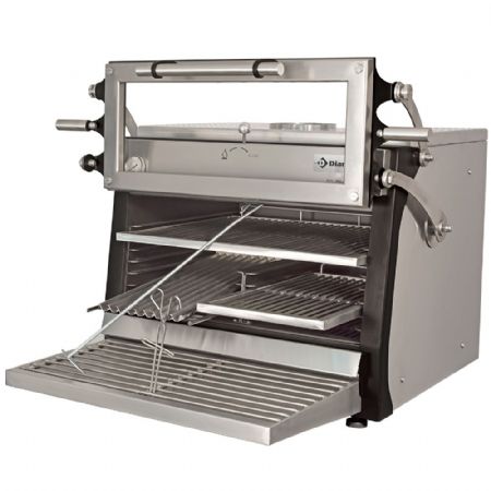 Four BBQ Au Charbon GN 1/1 et GN 2/4 75 kg/h Porte relevable Inox - Diamond Promo - CBQ-075/RX Four BBQ Au Charbon GN 1/1 et GN 2/4 75 kg/h Porte relevable Inox - Diamond Promo - CBQ-075/RX