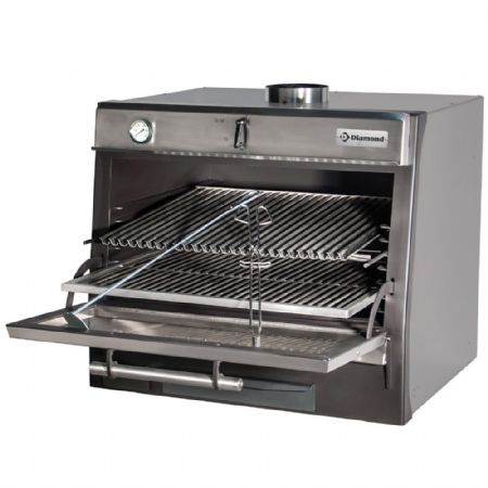 Four BBQ Au Charbon GN 1/1 + GN 2/4 75 kg/h Inox avec porte relevable - Diamond - CBQ-075/SS Four BBQ Au Charbon GN 1/1 + GN 2/4 75 kg/h Inox avec porte relevable - Diamond - CBQ-075/SS