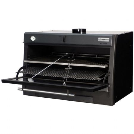 Four BBQ au charbon GN 2/1 + GN 1/1 120 kg/h 8 kW avec porte basculante vitrée - Diamond Promo - CBQ-120/BK Four BBQ au charbon GN 2/1 + GN 1/1 120 kg/h 8 kW avec porte basculante vitrée - Diamond Promo - CBQ-120/BK