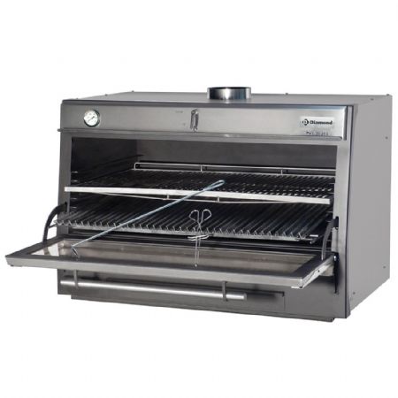 Four BBQ Au Charbon GN 2/1 + GN 1/1 150 kg/h Inox Porte relevable - Diamond - CBQ-120/SS Four BBQ Au Charbon GN 2/1 + GN 1/1 150 kg/h Inox Porte relevable - Diamond - CBQ-120/SS
