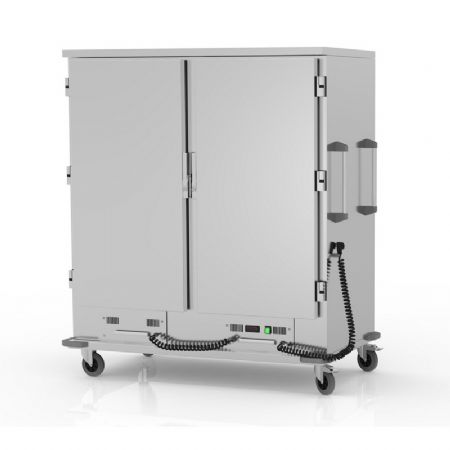 Chariot chauffant de liaison GN2/1 avec 2 portes - 1470x850x1700mm