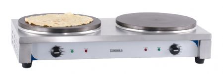 Crpire professionnelle lectrique inox avec 2 plaques 35 - 770x400x190 mm