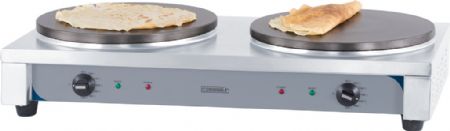 Crpire professionnelle lectrique inox avec 2 plaques 40 - 910x445x190 mm