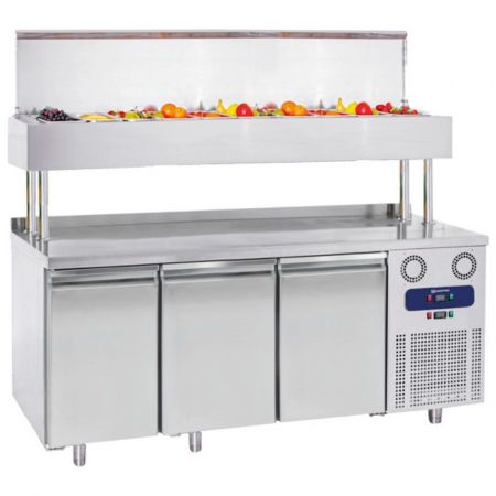 Saladette réfrigérée positive avec 3 portes pleines GN et superstructure 10x GN 1/3 - Virtus - CCZ0101 Saladette réfrigérée positive avec 3 portes pleines GN et superstructure 10x GN 1/3 - Virtus - CCZ0101