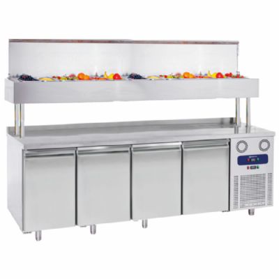 Table r�frig�r�e de pr�paration 4 portes GN avec superstructure 12x GN 1/3