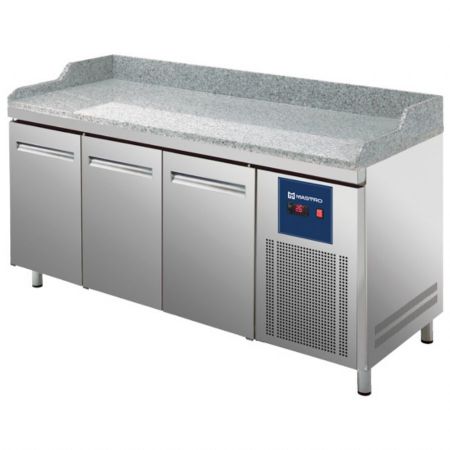 Meuble à Pizzas avec 3 portes pleines 600x400 mm dessus granit positif - Virtus - CCZ0110