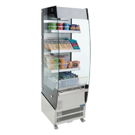 Vitrine positive libre service plusieurs niveaux 220 litres - 494x674x1742 mm