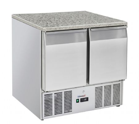 Desserte rfrigre positive plan en granit avec 2 tagres GN 1/1 et 2 portes