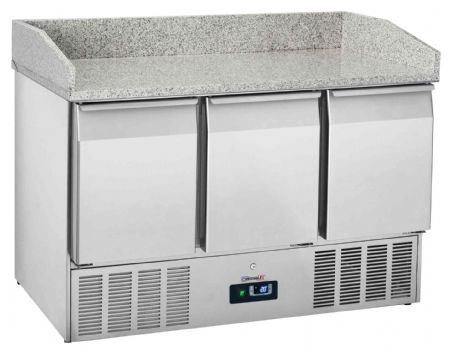 Meuble à Pizzas Desserte réfrigérée avec dosseret 3 portes GN 1/1 - Casselin - CDRD3PG