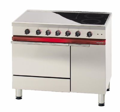 Cuisinire lectrique 5 plaques vitrocramiques sur four lectrique GN 1/1 - Profondeur 650mm