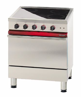 Cuisinire lectrique 4 plaques vitrocramiques sur four lectrique GN 1/1 - Profondeur 650mm