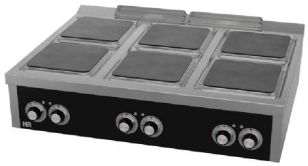 Fourneau de table professionnel électrique avec 6 plaques 4 kW - 1200x930x335 mm
