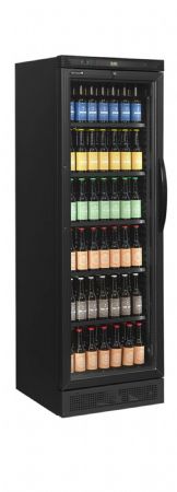 Armoire rfrigre  boissons toute noire avec 1 porte vitre charnires  gauche 350 L - 595 x 640 x 1840 mm