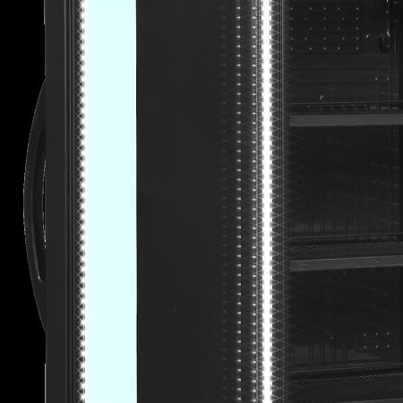 Armoire rfrigre  boissons toute noire avec 1 porte vitre charnires  gauche 350 L - 595 x 640 x 1840 mm