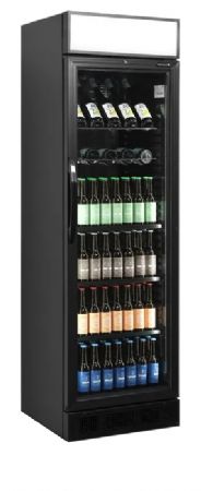 Armoire rfrigre  boissons toute noire avec une porte vitre battante 350 L - 595 x 640 x 1980 mm